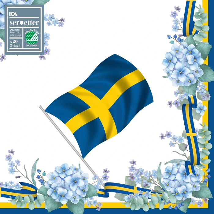 Servett 33cm Flagga 20-p ICA
