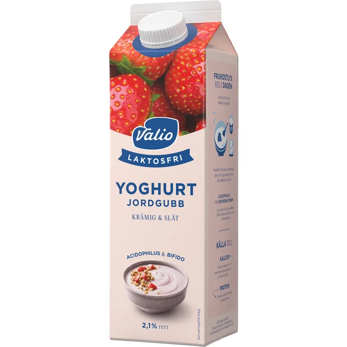 Yoghurt Jordgubb Laktosfri 2,1% 1000g Valio