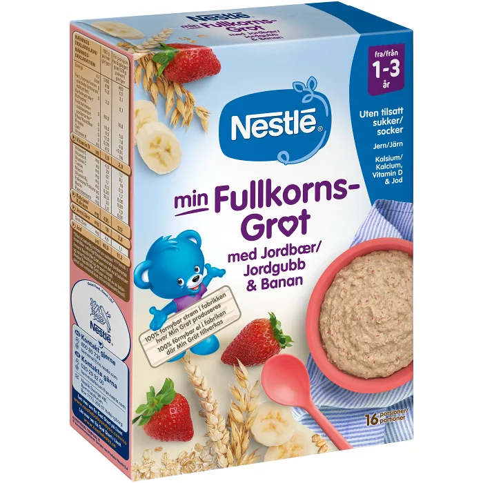Min Fullkornsgröt med Jordgubb & Banan 1-3 år 16p Nestle
