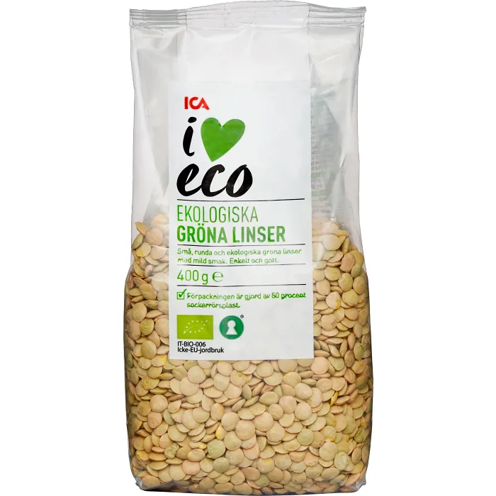 Gröna linser 400g KRAV ICA I love eco