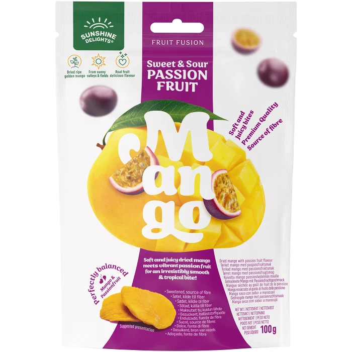 Torkad Mango & Passionfruit 100g Sunshine Delights