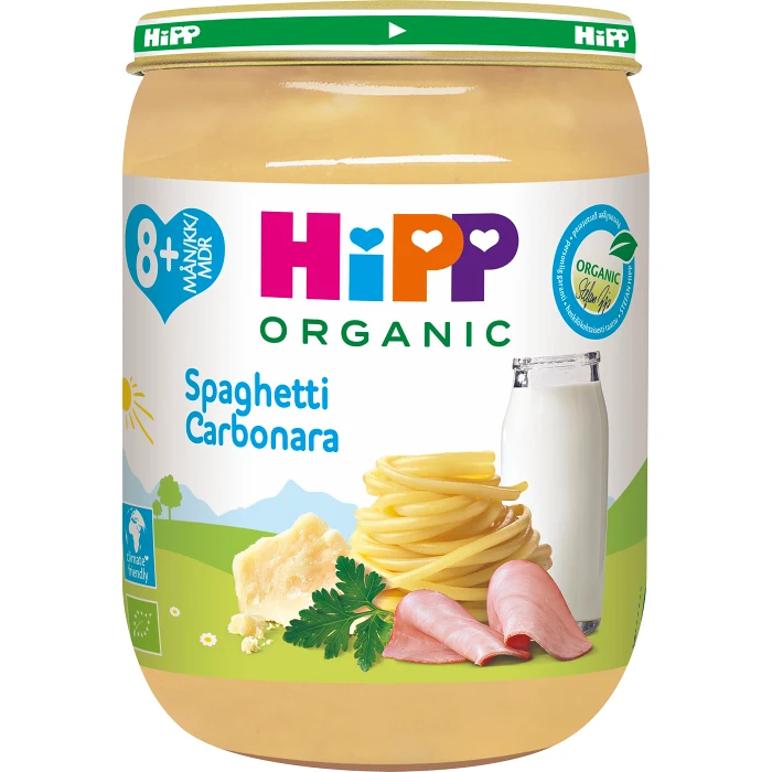 Spaghetti Carbonara 8m Ekologisk 190g Hipp