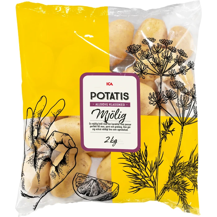 Mjölig tvättad potatis 2kg Klass 1 ICA