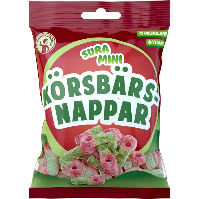 Vingummin Sura Mini Körsbärsnappar 70g Candypeople