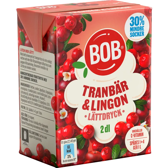 Lättdryck Lingon & tranbär Koncentrat 2dl BOB
