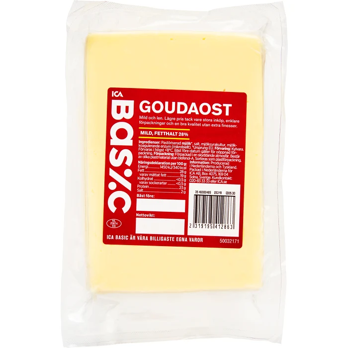 Goudaost mild 28% ca 1,35kg ICA Basic