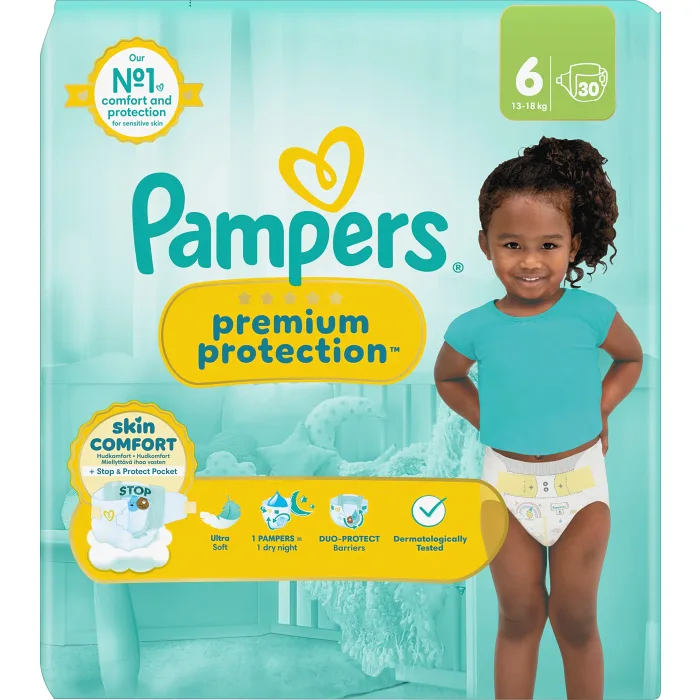 Blöjor Premium Protection Strl 6 13-18kg VP 30p Pampers