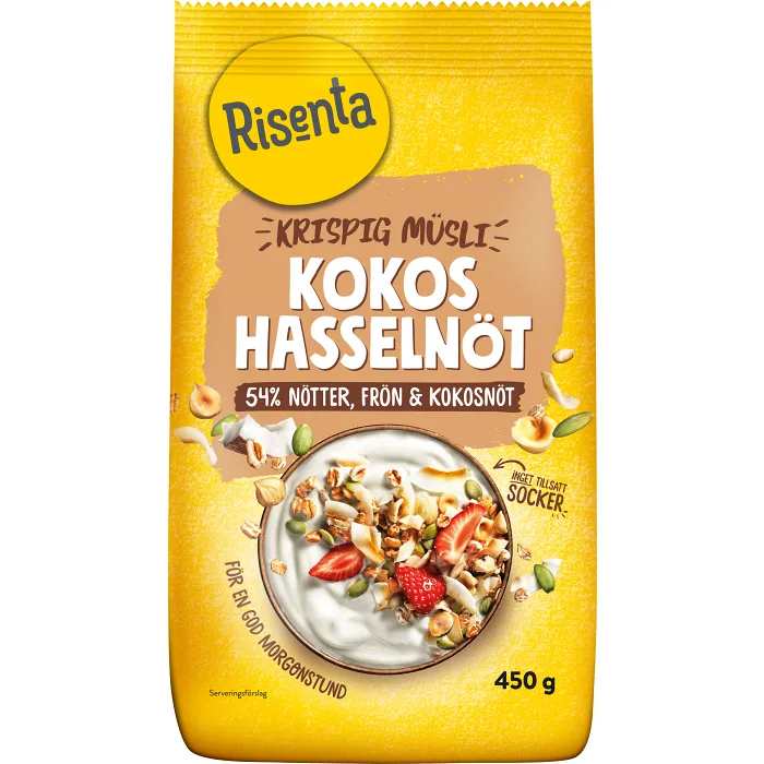 Krispig Müsli Kokos Hasselnöt 450 g Risenta