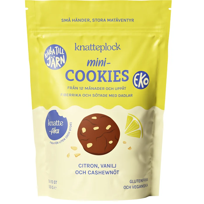 Minicookies - Citron,vanilj, cashewnöt GF 1år 150g Knatteplock
