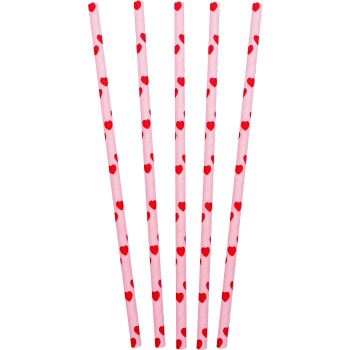 Sugrör rosa hjärtan 30-p Festive