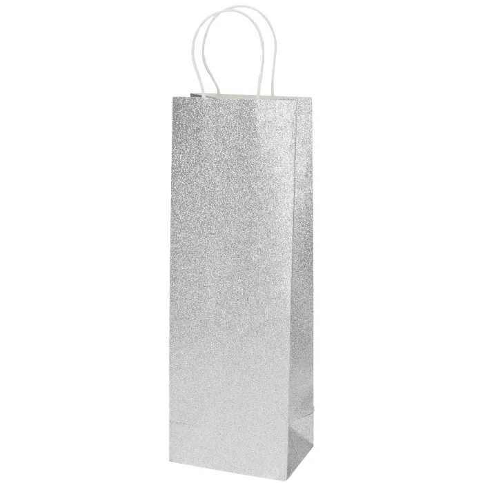 Flaskpåse Glitter silver 12x36 cm