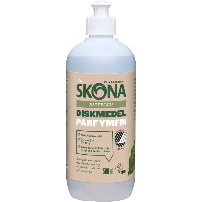 Diskmedel Parfymfri 500ml Miljömärkt ICA