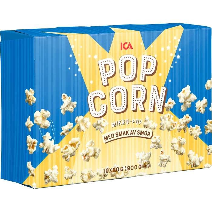 Popcorn Mikropopcorn Smörsmak 10-p 900g ICA