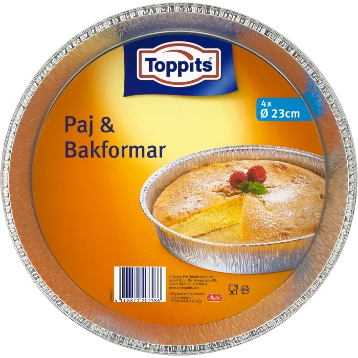 Paj & bakformar Runda 23cm 4-p Toppits