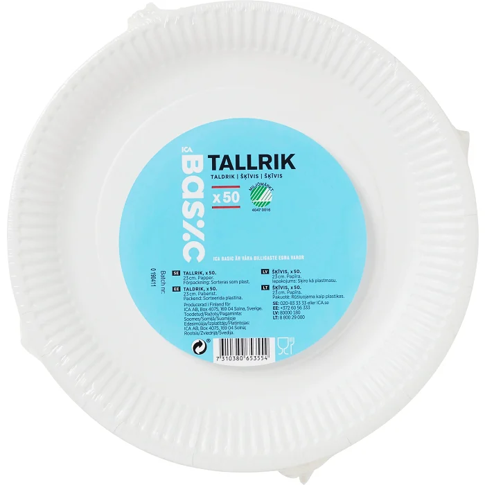 Tallrik Vit 23cm 50-p ICA Basic