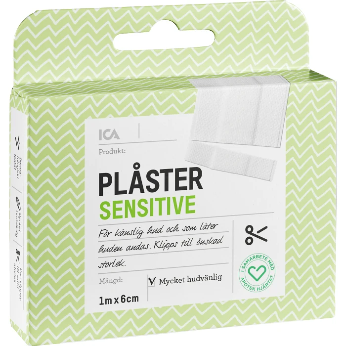 Plåster Sensitive 1m ICA Hjärtat