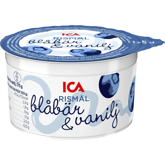 Rismål Blåbär Vanilj 2,9% 175g ICA
