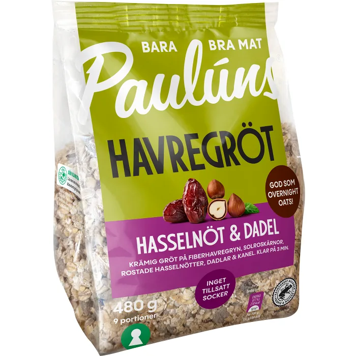 Havregröt Hasselnöt & dadel 480g Pauluns