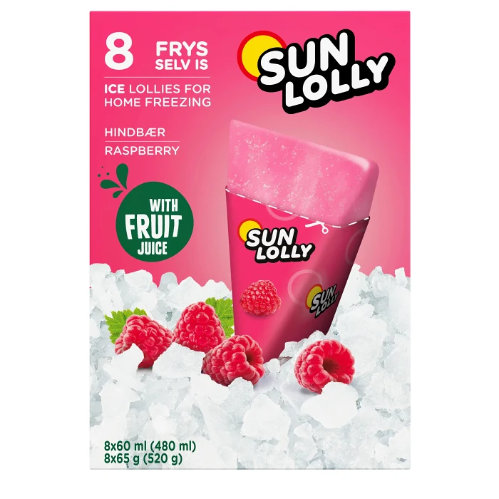 Isglass Hallon Ej fryst 8-p 480ml Sun Lolly