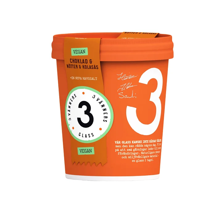 Glass Choklad nötter & kolasås Vegansk 500ml 3 Vänners Glass