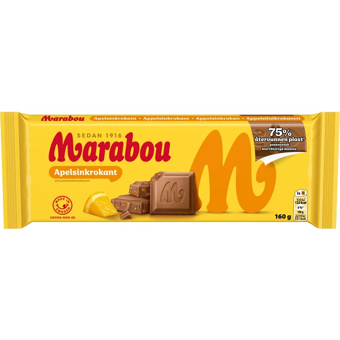 Chokladkaka Apelsinkrokant 160g Marabou