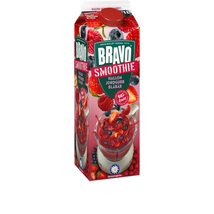 Smoothie Hallon Jordgubb Blåbär 1l Bravo