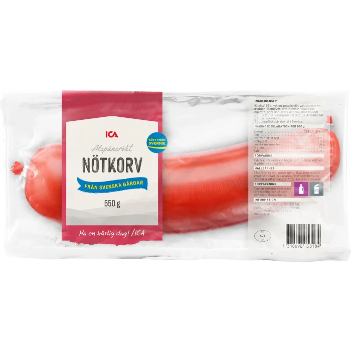 Nötkorv Alspånsrökt 550g ICA