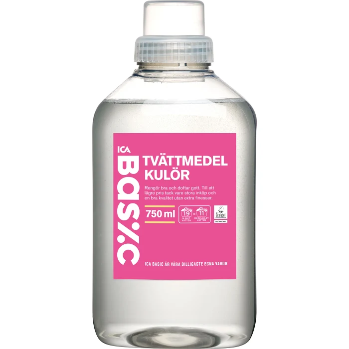 Flytande Kulörtvätt 750ml ICA Basic