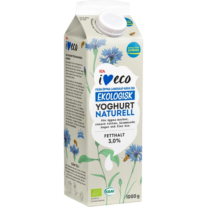Yoghurt Naturell 3% 1000g ICA I love eco