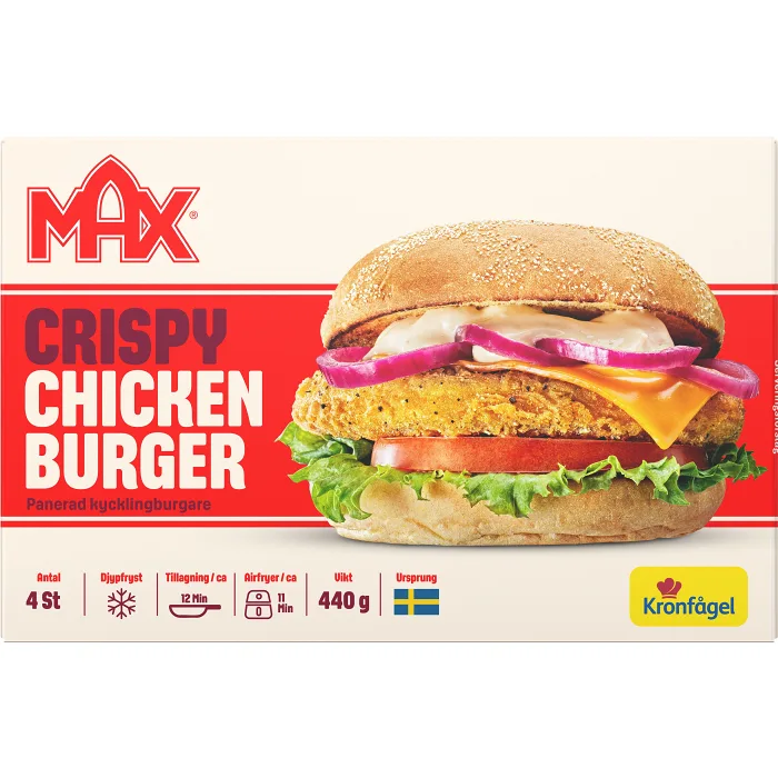 Crispy kycklingburgare Fryst 440g Max