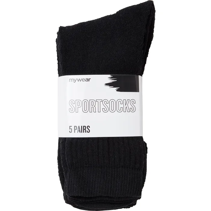 Sportsocka 5p svart 41/45 mywear
