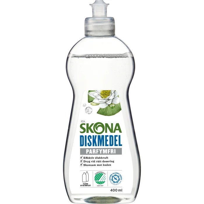 Handdiskmedel Parfymfri 400ml Miljömärkt ICA Skona