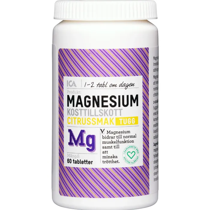 Magnesium Citrussmak Tuggtablett 60st ICA Hjärtat