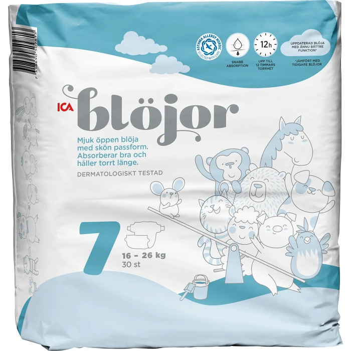 Öppna Blöjor Strl 7 16-26kg 30-p Miljömärkt ICA