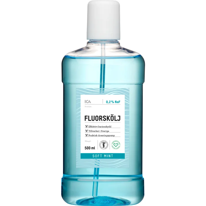 Fluorskölj Soft Mint 500ml ICA Hjärtat