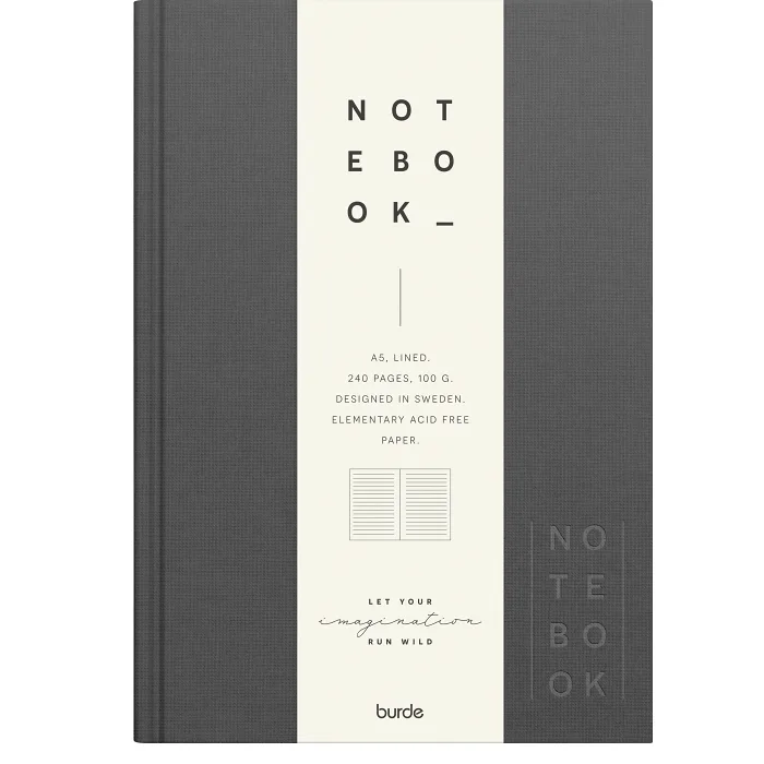 Anteckningsbok textil A5 grå