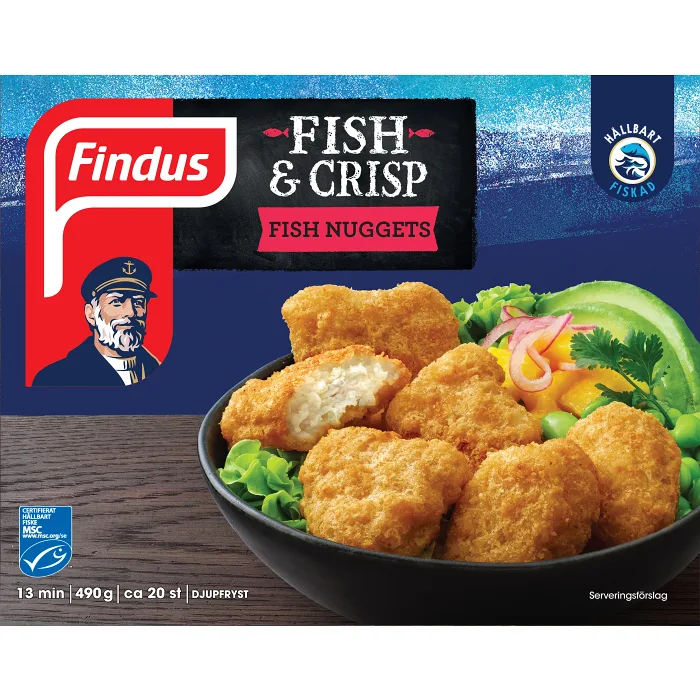 Fish & crisp fish nuggets 490g Findus