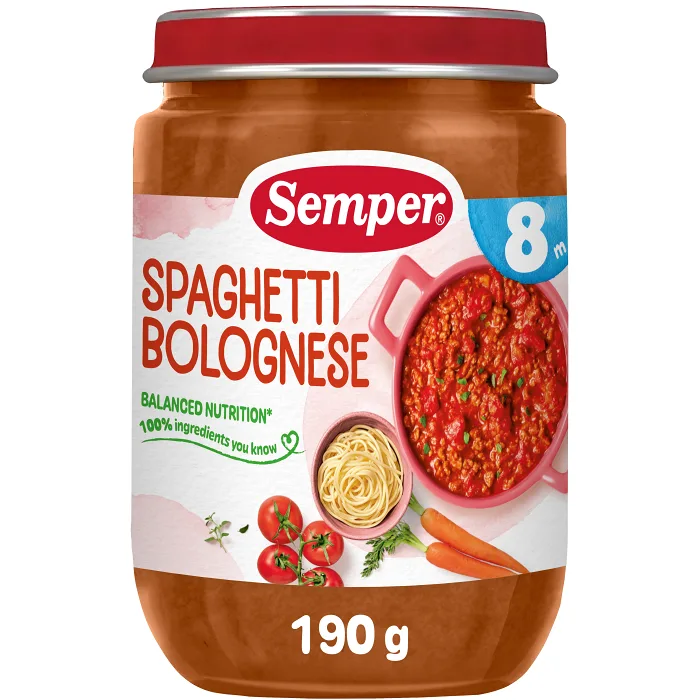 Spagetti med köttfärssås Från 8m 190g Semper