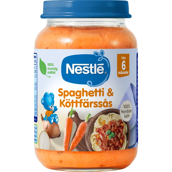 Barnmat Spaghetti & Köttfärssås 6m 190g Nestle
