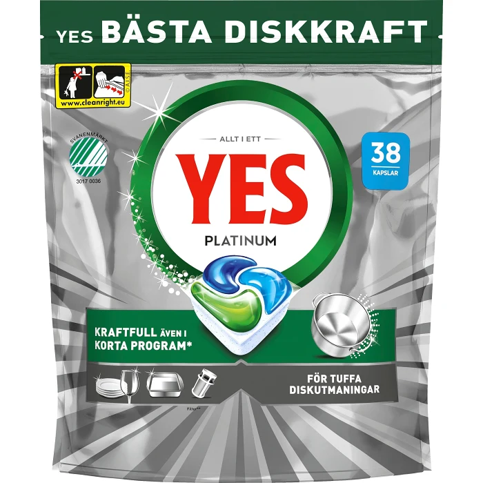 Diskmaskinstabletter Platinum All In One 38-p YES