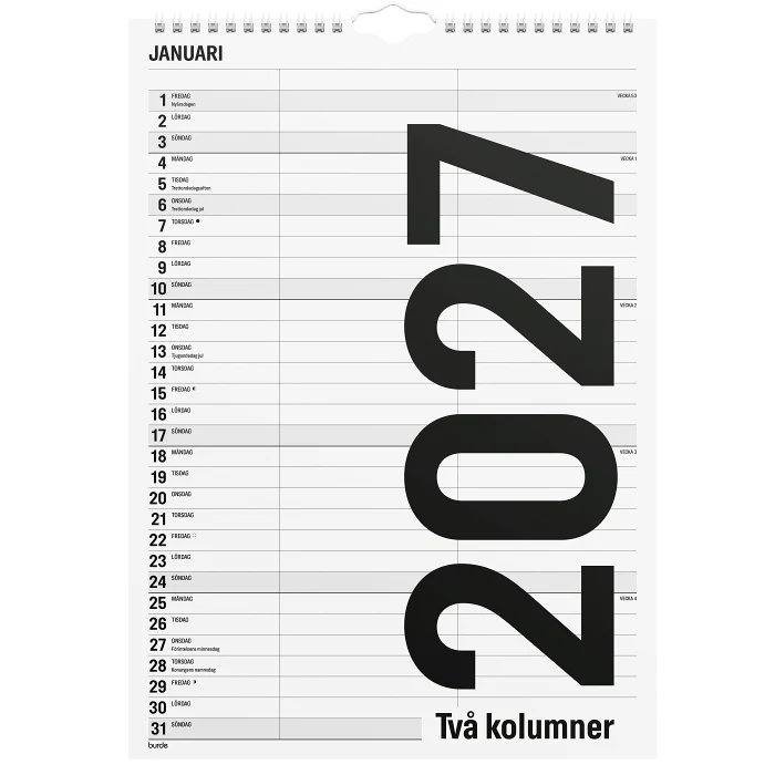 VäggKalender Familj B/W - 2 kol 2027