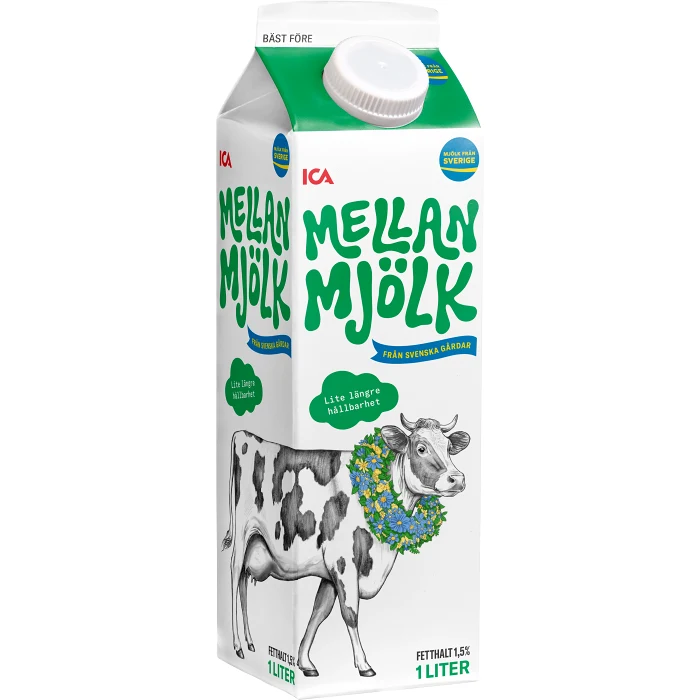 Mellanmjölk Lång hållbarhet 1,5% 1l ICA