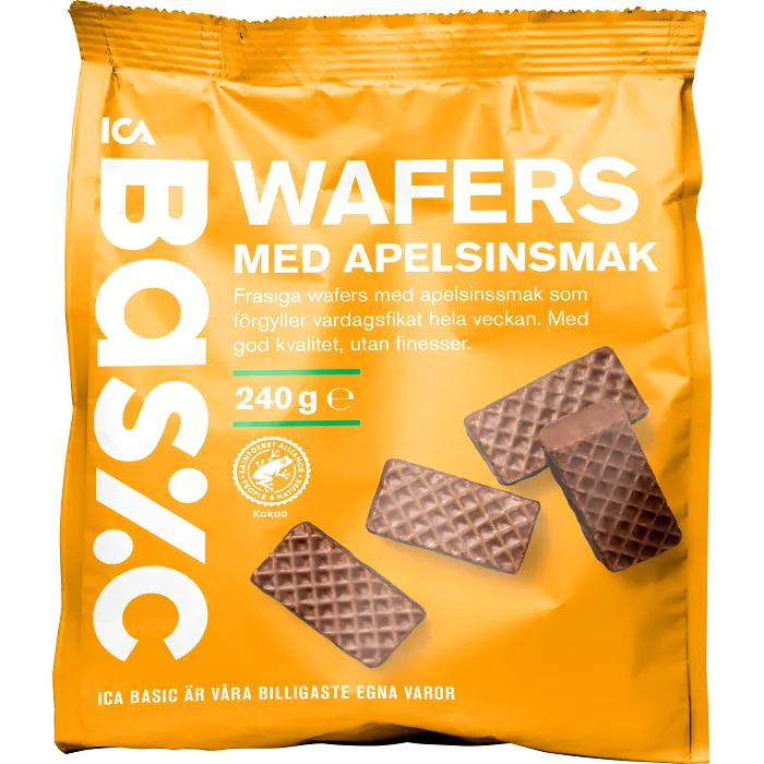 Wafers med apelsinsmak 240g ICA Basic