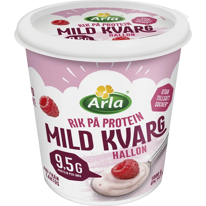 Kvarg Mild Hallon 0,2% Laktosfri 1000g Arla®