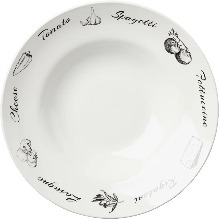 Djup tallrik 26,5cm vit med text ICA