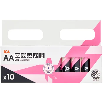 Batteri  AA/LR6 10p ICA  Rosa Bandet.