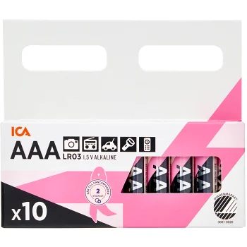 Batteri AAA/LR03 10p ICA Rosa Bandet.