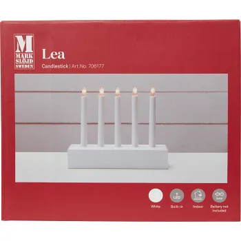 Batteriljusstake Vit 5L Lea Markslöjd.