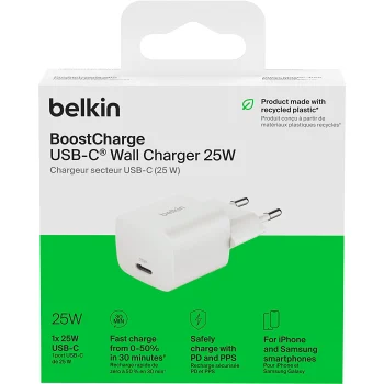 Väggladdare 25W vit Belkin.