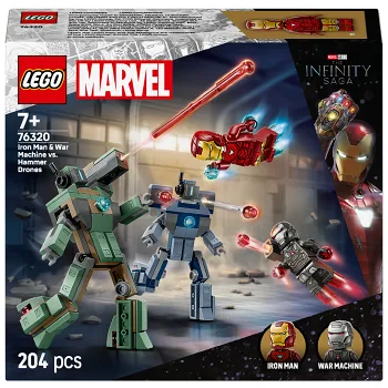 LEGO Marvel Iron Man & War Machine mot Hammer Drones 76320.